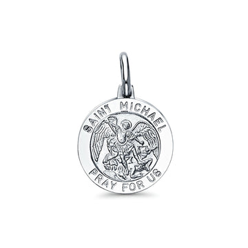 Charm Pendant 2.0 grams 18mmX18mm 14K Real White Gold St. Michael Religious